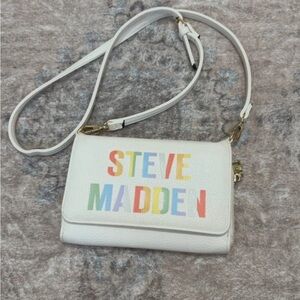 Steve Madden Multicolor Logo White Crossbody Bag